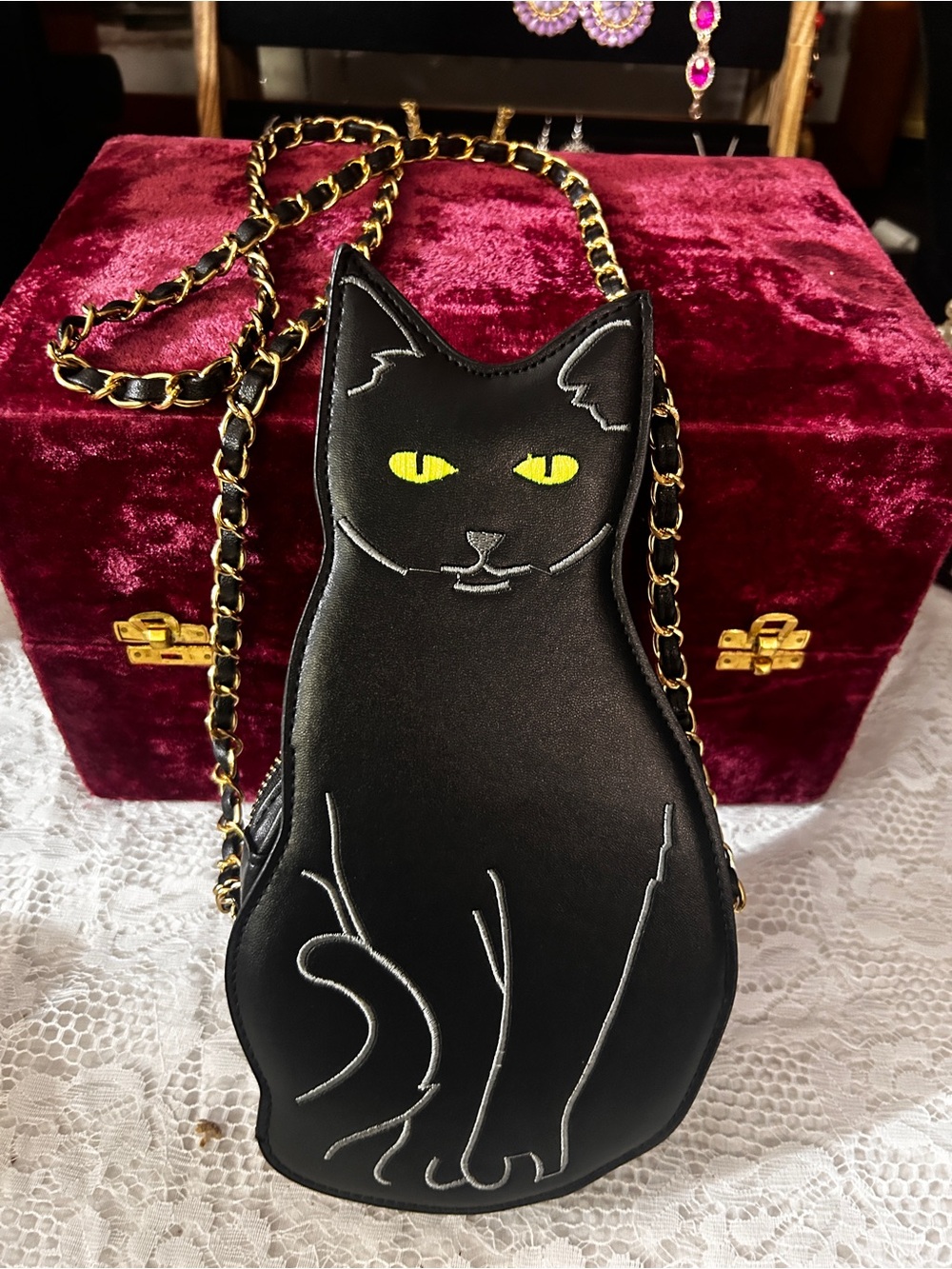 Black Cat Crossbody Bag - Unbranded with bag charms